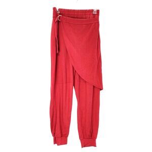 Earthbound Trading Co Tapered Leg Apron Wrap Pants Elastic Waist Red Womens S